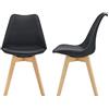 [en.casa] Set 2 Sedie con Gambe in Legno di Faggio e Scocca Rivestita in Similpelle Seduta Imbottita Design Ergonomico per Sala Pranzo Cucina Ufficio - Nero