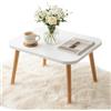 PlayPals Furniture PlayPals - Tavolino da salotto rettangolare bianco, 70 x 50 cm, stile scandinavo, gambe in legno, moderno tavolino da divano, tavolino laterale in legno MDF, tavolo da soggiorno