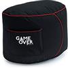 Game Over Rotonda Sgabello Bean Bag, Poggiagambe per Interni e Esterni da Soggiorno per Videogaming, Pouf con Tasche Laterali, Comodo e Durevole Pouf Poggiapiedi (Cremisi Elettrico)