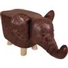 MiaSuite Poggiapiedi Pouf Animale Elefante alto 28 cm - Pelle Scamosciata Impermeabile, Piedi in Legno Massello di Qualità.