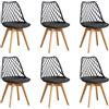 DEYARNA HOME Set di 6 Sedie da Pranzo Scandinave con Gambe in Legno, Nero | Impermeabile e resistente, facile da pulire, Schienale Traforato a Rete, montaggio semplice, per Soggiorno, cucina e caffè