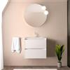 Inbagno Mobile bagno sospeso 70 cm bianco lucido con lavabo in ceramica ad incasso, 2 cassetti con chiusura soft-close, Linea GAYA