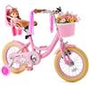 VEVOR Bicicletta per Bambine 14 Pollici Principessa Rosa, per 3-5 Anni | con Rotelle, Sella Regolabile, Freno Anteriore e Contropedale Posteriore, Cestino, Seggiolino per Bambola e Telaio in Acciaio