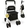 OrtoPrime Deambulatore per anziani pieghevole con carrello della spesa - Rollator 4 ruote Carrello della spesa pieghevole Walker per anziani - Deambulatori adulti sedile con cestino e ruote a 360°