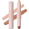 KIMUSE 2Color Dual Cream Contour Stick, Highlight & Contour Bronzer Stick, lunga durata e impermeabile, kit per il trucco del viso con pelle chiara