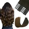 Sindra Extension Biadesive Capelli Veri Nero Naturale Shatush Marrone Cioccolato 20Pezzi 45cm 50g Umani Estensioni Tape Extension Capelli Veri Biadesive(tape#1b/4-45cm)