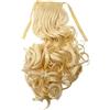 WIG ME UP - Toupet Coda di cavallo Ondulati Biondo Molto chiaro 63 cm Fettucce Graffette per il Fissaggio Extension YZF-1094HT-613