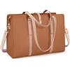 IGOLUMON Borsa Grande Donna Lavoro Porta PC 15.6 Pollici Computer Impermeabile Università Scuola Tote a Tracolla Shopper in Pelle PU Marrone e Kaki