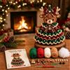 Generic Kit fai da te per albero di Natale all'uncinetto con perline (D) | All-in-One Set per Principianti, Dettagli Festivi Stratificati, Set di Ornamenti da Appendere, Uncinetto e Imbottitura