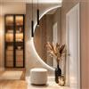 CustomGlass Specchio semicircolare da parete con LED, design a mezzaluna, con illuminazione decorativa, ideale per ingresso, camera da letto, soggiorno o bagno, 118 x 58 cm