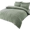Olivia Rocco Set di biancheria da letto in pile Teddy con foglie, facile da pulire, trapuntato, con federe, termico, caldo, comodo, super morbido, soffice (verde salvia, super king size)