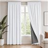 Deconovo Tende Oscuranti Effetto Lino per Interni, 2 Pannelli, 140x220 cm | 100% Oscuranti, Termiche Isolanti Caldo e Freddo, Attenuano i Rumori, con Fettuccia, per Camera e Soggiorno, Bianco