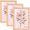 Velora Home&Living VELORA H&L H&L Set da 3 Cornici Foto Legno naturale 18 x 24 cm - Cornice in Legno con Plexiglass Trasparente, Portafoto da Parete, Cornice per Poster, Fotografie, Puzzle, Diplomi e Certificati