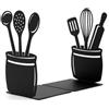 CKB LTD Set di 2 fermalibri da cucina per libri di cucina | Supporti per libreria in metallo resistente per mensole, nero
