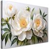 Feeby Quadro su Tela Non Tessuta - Stampa Su Tela - Fiori di peonia trapuntati bianchi - 30x20 cm - Decorazione Murale - Moderno Soggiorno - quadri moderni soggiorno - poster