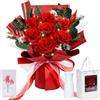 Hanavery Bouquet di Rose Stabilizzate con Vaso, Rosa Eterna, Regalo Donna Compleanno | Mazzo di fiori stabilizzati per Mamma o Moglie, Idee regalo per Compleanno, Anniversario, San Valentino, Festa della Mamma