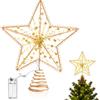 KATELUO Puntale Albero Natale Luminoso, Stella Albero di Natale Punta Albero Natale | Stella Natale Albero, 25 cm Stella di Natale Albero con 10 Led, Punta Albero di Natale Luminosa per Natale Feste Casa