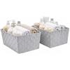 OCEANO Cestini Portaoggetti Intrecciati 2PZ 35x25x16 cm Ceste Organizer Salvaspazio per Bagno Armadio Soggiorno Scatole in Tessuto per Asciugamani Vestiti e Accessori (Grigio)