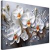 Feeby Quadro su Tela Non Tessuta - Stampa Su Tela - Fiore di orchidea bianco 3D dipinto - 30x20 cm - Decorazione Murale - Moderno Soggiorno - quadri moderni soggiorno - poster