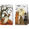 Artoid Mode Moon Ghost pipistrelli gatto Halloween strofinacci 42x65 cm set | Asciugamani autunnali a forma di zucca, alberi e case, decorazione da cucina