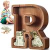 summidate Salvadanaio Bimbi Personalizzato Legno con Nome Inciso Laser A-Z | Salvadanaio Lettera A-Z, Porta Monete Educativo per Bambini e Bambine, Regalo Compleanno Battesimo Nascita Decorazione Camera