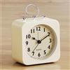 AYRELY® Sveglia analogica a batteria, piccola orologio da tavolo quadrato retrò in metallo con luce, silenziosa, senza ticchettio, per camera da letto, comodino o mensola (avorio)