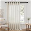 Woaboy Tende per Interni Lino Occhiello 1Pz 300x225cm Bianco sbiancato | Tessuto effetto lino traslucido, tende decorative per soggiorno e camera da letto, filtrano la luce.