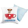almatex Cuscino Personalizzato con Nome, 40x40, Sfoderabile e Lavabile con Morbida Imbottitura- Idea Regalo per Compleanno, Natale, (TAZZA AZZURRO)