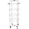 EMPOTEC Stendino Stendi Biancheria a Torre 4 Ripiani Verticale in Acciaio con Ruote Pieghevole Richiudibile Base Quadrata 61x70x176 cm