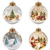 Generic 4 decorazioni natalizie luminose a forma di diorama, scena natalizia in | Ornamento a sfera con luce a LED con scena invernale 3D per albero di Natale, caminetto, decorazione per mensole e regali di