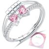 HEEYA Anello con pietra portafortuna da donna, placcato in argento Sterling, anello fidget spinner con zirconia cubica, regalo per Natale e compleanno