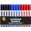 Smart Panda 12 Pennarelli Lavagna Bianca Punta Grossa, Rosso, Blu, Nero | Si Leggono da Lontano, Fusto Maxi per Piccole Mani, Si Cancella senza Aloni, per Lavagnetta Magnetica, Scuola e Ufficio