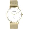 Oozoo Orologio vintage da donna - Orologio da polso da donna con cinturino in rete 20 mm - analogico da donna rotondo, oro/bianco., Bracciale