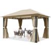 TOOLPORT Gazebo giardino 3x4 m, pali in alluminio, telo tetto 220g/m² taupe | con pannelli laterali e zanzariere - 100% impermeabile - pali quadrati ca. 9x9 cm - montaggio facile con sistema a scatto