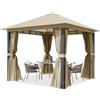 TOOLPORT Gazebo giardino 3x3 m, pali in alluminio, telo tetto 220g/m² taupe | con pannelli laterali e zanzariere - 100% impermeabile - pali quadrati ca. 9x9 cm - montaggio facile con sistema a scatto