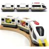 TOPLIVING Set di binari ferroviari a batteria in legno giocattolo ad alta velocità per bambini di età 3 4 5 anni ragazzi bambini attacchi magnetici auto da città con figure