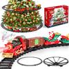 deAO Trenino per Albero di Natale Elettrico con Luci, Fumo e Musica, 3+Anni | Treno Natalizio con Silenzioso Modo, 4 Carrozze , Giocattolo per Bambini, Regalo di Natale, per Alberi da 1,5 m-2,3 m