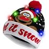 HOTUVEP Light Up Christmas Hat, Glow In The Dark Christmas Cap with Replaceable Battery, Unisex LED Santa Hats with 6 Colorful Lights, Xmas Beanie Knitted Hat Christmas Party Cap for Kids Adults