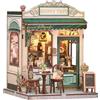 Mineup DIY Book Nook Kit, Book Nook Fai Da Te Kit Di Costruzione in Legno Con Luce LED, Casa Delle Bambole in Miniatura, 3D Magia Casa Delle Bambole, Bok Scaffale Inserto Decorazione(Sunny Cafe)
