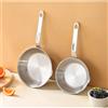 Vilgftyiet Padella per omelette in acciaio inox, 12 cm, per mini padella con beccuccio, per fornello a gas da campeggio, portatile, per colazione, uova, argento (14 cm)