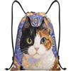Zelinge Sacca da palestra con coulisse, Mosaico Cat Oro, M (16.5 x 19.6 | Borsa a tracolla per yoga, danza, viaggio