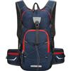 EcoLivzen Zaino da ciclismo leggero 45 cm con fissaggio casco (blu scuro 45 x 14 x 27 | Fibbia di fissaggio sicura per casco, strisce riflettenti per visibilità notturna, porta di idratazione