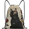 Zelinge Sacca da palestra con coulisse, Rose retrò gatto nero | Borsa con coulisse per sport, campeggio, viaggi, danza