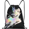 Zelinge Carino coulisse borse palestra sport Sack, Fata su Nero | Borsa Yoga Danza