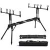 Sandyseptember Lega di alluminio Canna da pesca Rack 90-140cm Heavy Duty | Altezza 90-140 cm, struttura in lega di alluminio, connettori in acciaio inox, per uso esterno durevole, finitura nera
