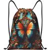 Zelinge Zaino con coulisse, borsa da palestra, Farfalla Teal Colore Oro | Borsa Yoga Danza