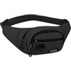 Rieoany Marsupio da donna e uomo, impermeabile, per sport, viaggi, colore nero | nylon, tracolla regolabile, scomparto antifurto per viaggi e sport, leggero da indossare