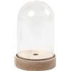 Creativ Company Campana di vetro in plastica su base di legno, H 12,5 cm, P: 8 cm, 1 pezzo.