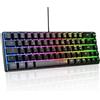 The G-Lab Keyz Hydrogen, tastiera Gamer 60%, tastiera semi-meccanica cablata Azerty, retroilluminazione multicolore, mini tastiera gamer silenziosa, formato compatto TKL, PC/PS5 (nero)
