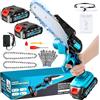 enlik Mini Motosega a Batteria per Potatura, 1000W Motore Brushless, 6 Pollici Motosega Elettrica con 2*2000mAh Batterie di grande capacità, 2 Catene e Blocco di sicurezza per il Taglio Del Legno e Giardini